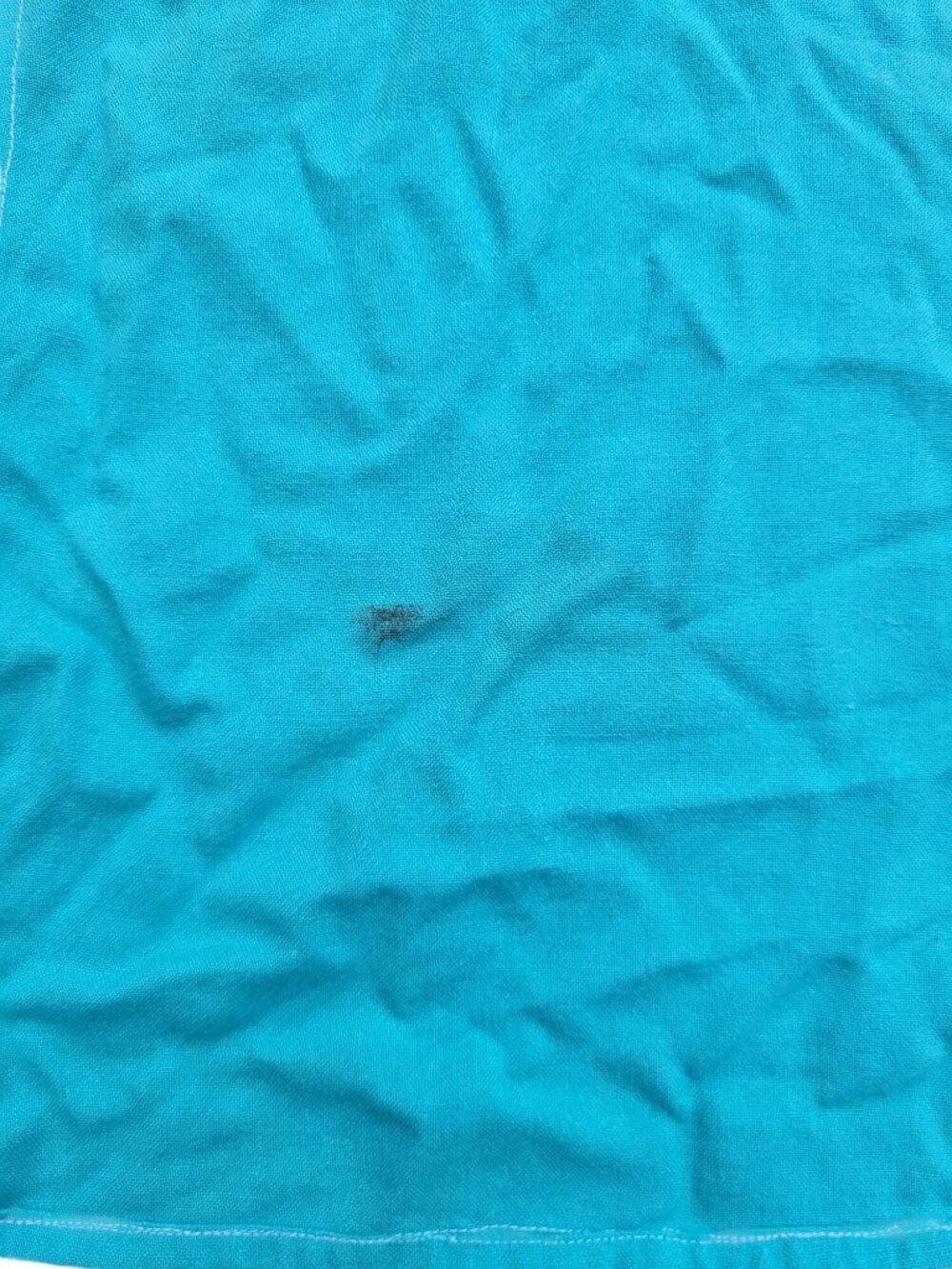 Vintage Aqua Blue Lace-Trimmed Fabric Throw Blanket With Delicate White Accents - Picture 3 of 3